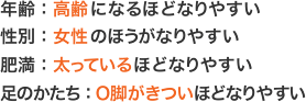 変形性膝関節症になりやすい要因