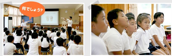 9月15日　揖斐川町立揖斐小学校にて　人工関節を使ったの授業の様子